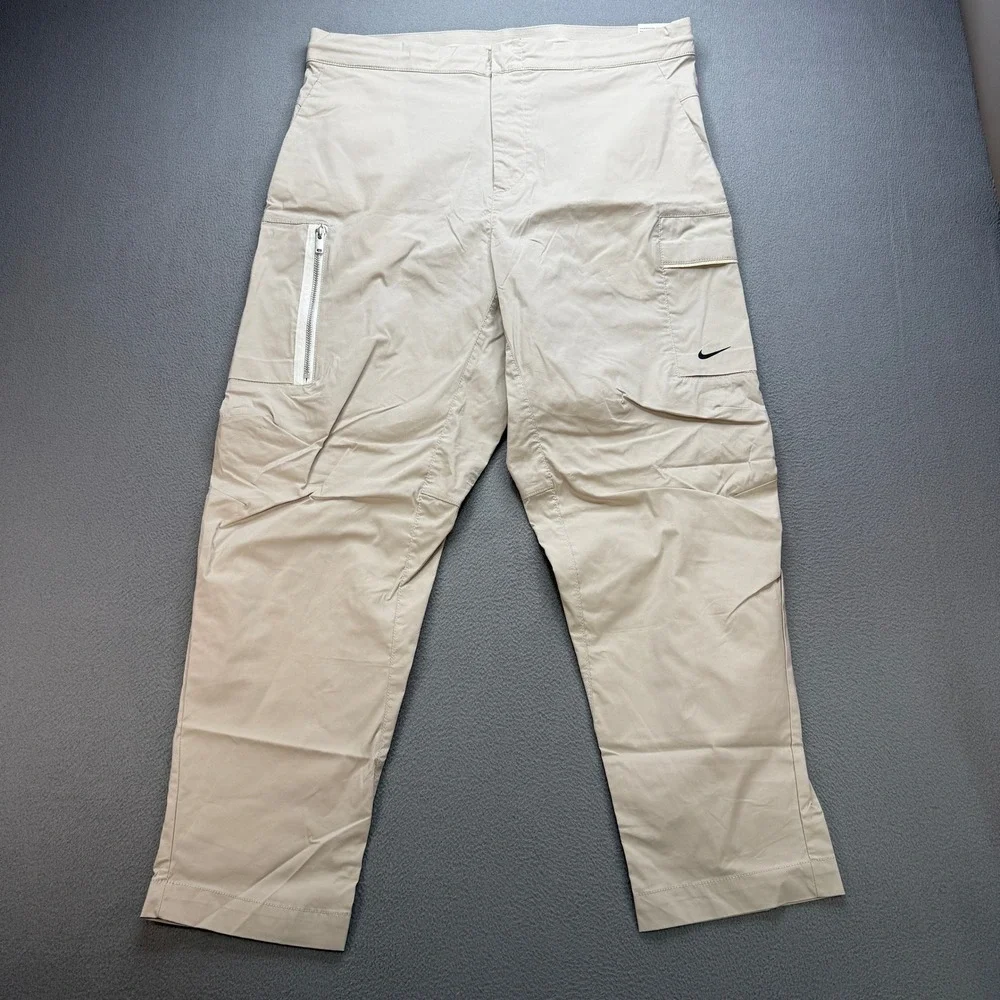 Nike Sportswear Cargo Pants Mens 36 Beige Cotton Nylon Taper Leg Outdoor Utility